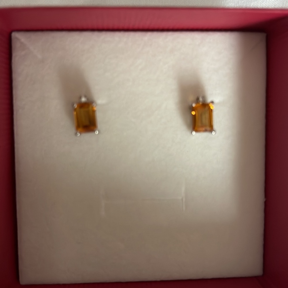 Angara Amber Post Earrings - Picture 3 of 5